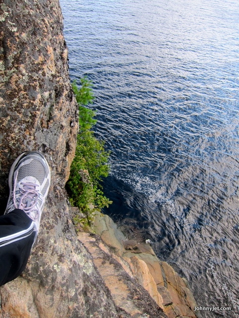 My foot, barely hanging on while climbing the Via Ferrata