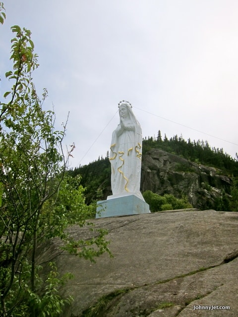 At the end of the Cap Eternite hike is the Mary Sculpture, a beacon for travelers along the Fjord