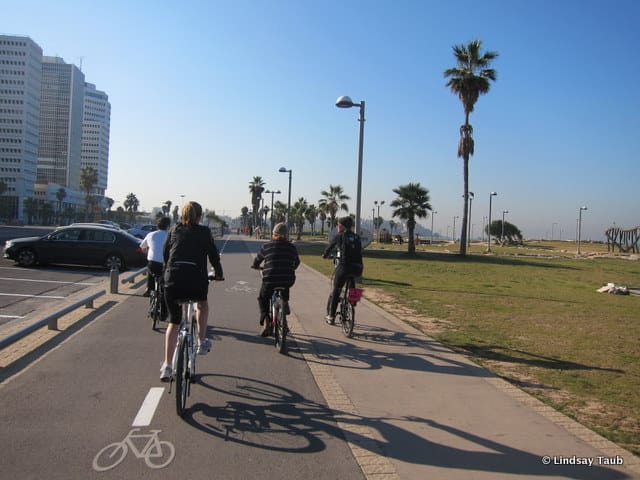 Biking along Tel Aviv Promenade