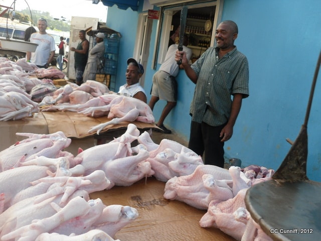 Local market chicken butcher