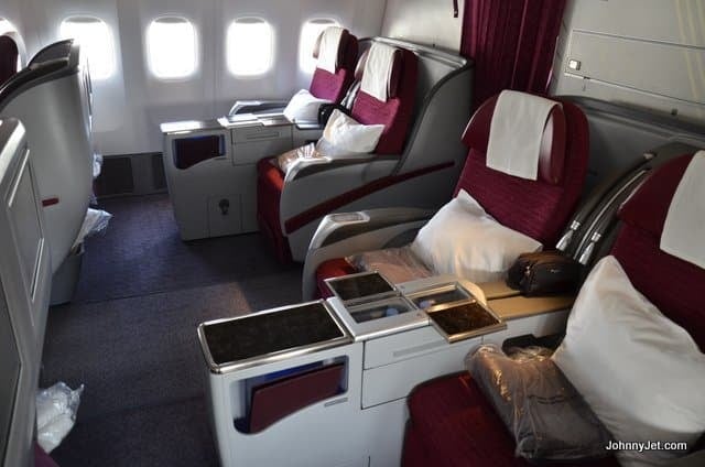DOH-JFK on Qatar Airways 777-300 Biz class seats. Credit: Johnny Jet