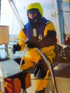 John Curtin in his battle gear as he heads to Cape Horn.