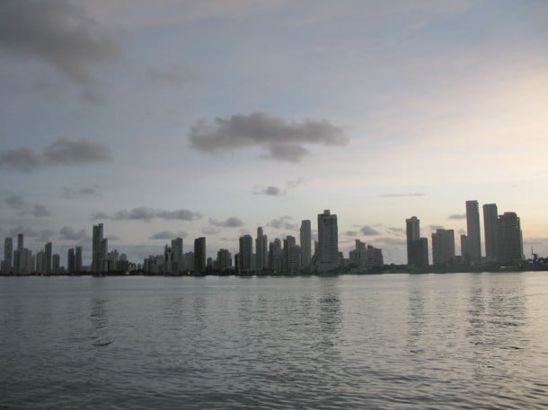 The new developments of Cartagena include these tall condo buildings. 
