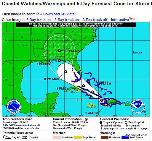 Hurricane Isaac map