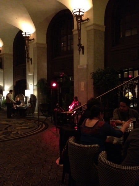 Late night jazz plays in one of The Fairmont Banff Springs Hotel's many lobbies