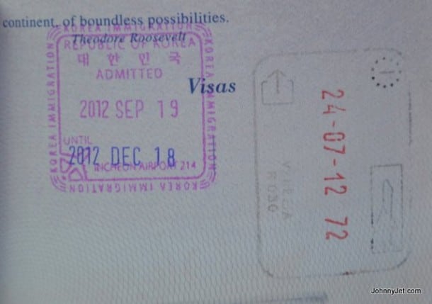 South Korea passport stamp