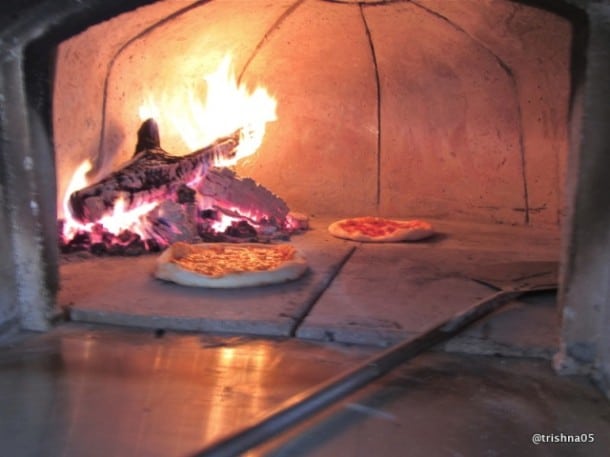 The wood-burning pizza oven