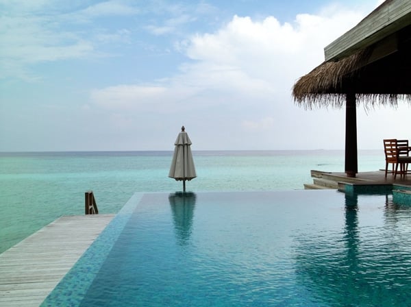 Looking out from our over water pool villa