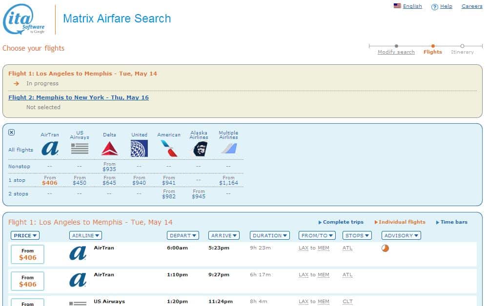 ITA-LAX-MEM-LGA incl. nonstop flights