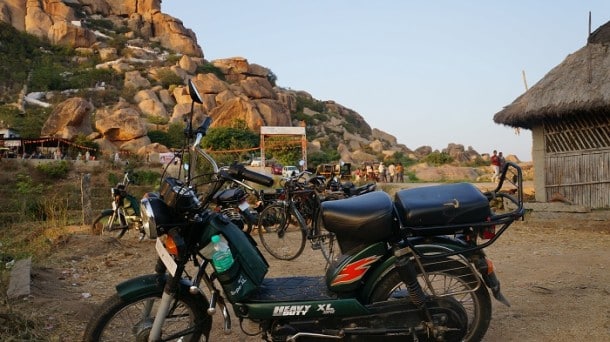 My ride, in front of the Hanuman temple