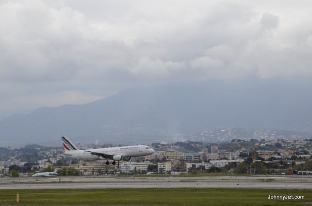 Air France landing at NCE Airport. Credit: Johnny Jet