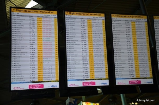 Amsterdam Airport Schiphol departure board