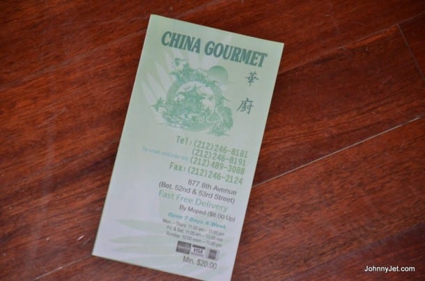 Chinese restaurant menu slipped under my door