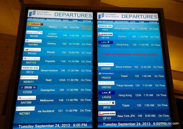 Departures Board in New Tom Bradley International at LAX