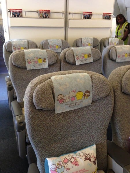 EVA Air Hello Kitty HandInHand seatback covers Economy Class