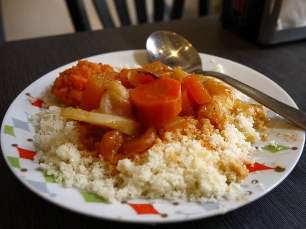 Couscous and vegetables at Farji restaurant