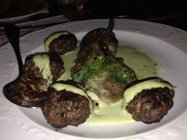Eggplant and meatballs at Link restaurant