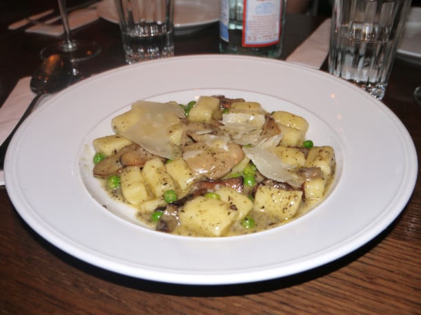 Gnocchi with truffles, chestnuts and peas at Herbert Samuel restaurant