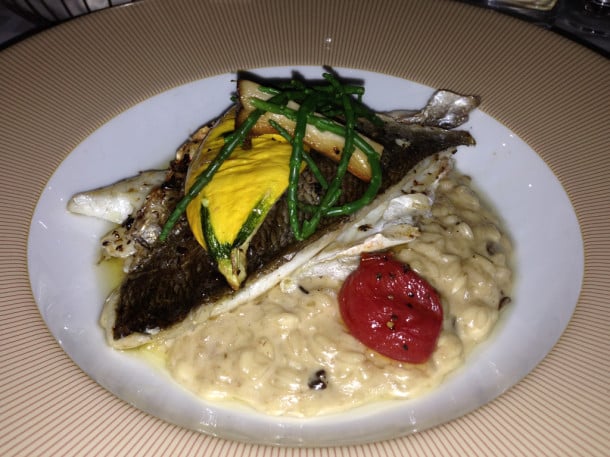 Steamed fish with porcini risotto in truffle butter at King David Hotel