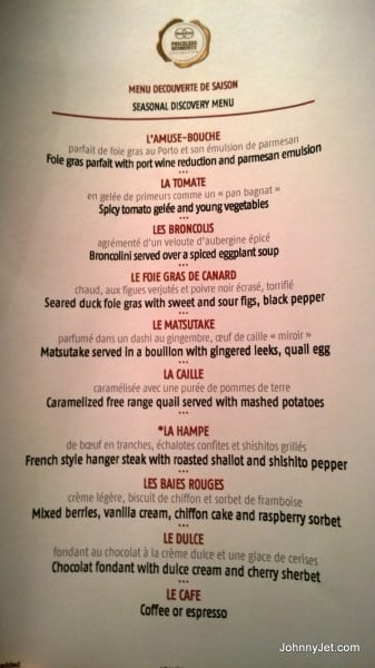 Our special menu from L'Atelier de Joel Robuchon in the MGM Grand 