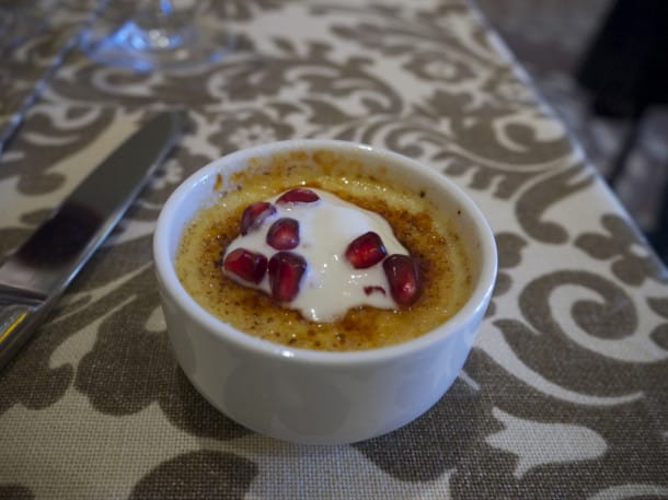 Creme brûlée topped with pomegranate seeds at Carmel Valley Ranch (Credit: Jen Melo)