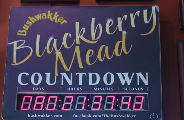 Countdown clock for popular seasonal Blackberry Mead at Bushwakker (Credit: Bill Rockwell)