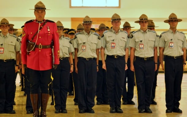 Mounties in Sergeant Major's Parade in Drill Hall (Credit: Bill Rockwell)