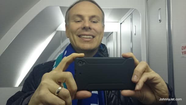 First person to take a laviator shot in SilkAir’s new Boeing 737-800 bathroom