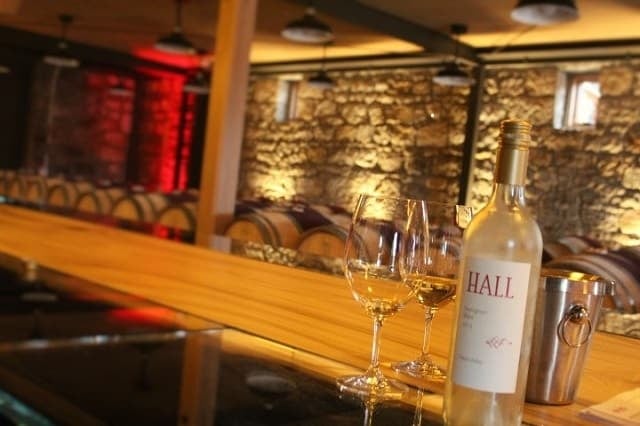 Barrel room at HALL Winery