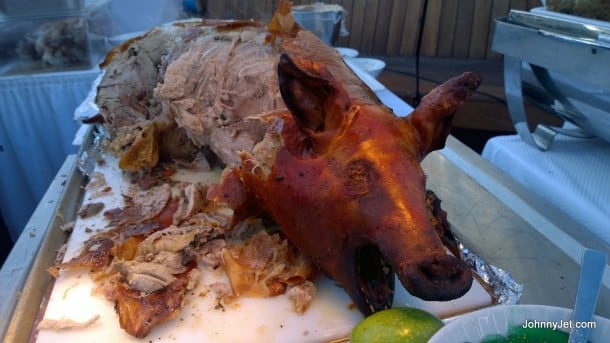 A roasted pig from Star Pride's Deck barbecue