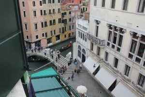 Romantic view of Venice from our room at Hotel Bonevecchiati