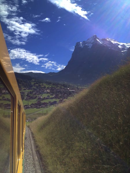 Looking back off the train to Jungfraujoch