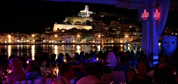 Old Town Ibiza at night