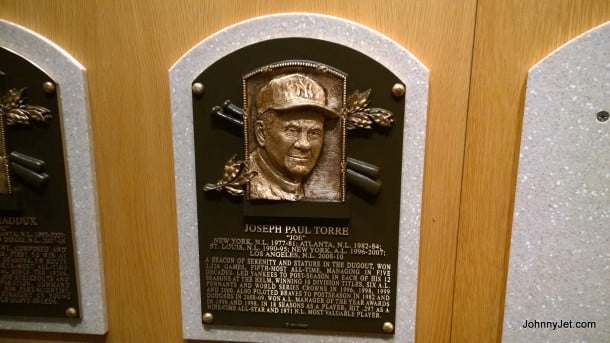 Joe Torre's plaque at the Baseball Hall of Fame