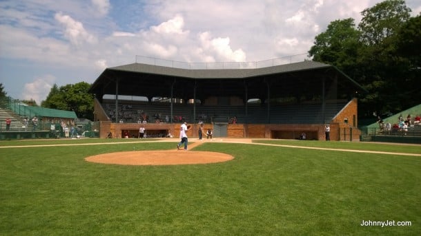 Phil Niekro's first pitch at Doubleday Field (I was playing shortstop)