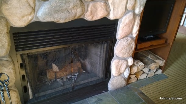 The Post Hotel suite fireplace
