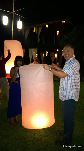 Sky lanterns at Anantara Hotel Chiang Rai