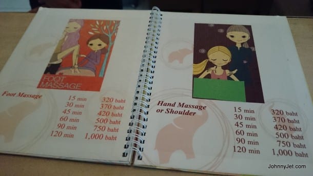 Massage prices in Bangkok's BKK Airport