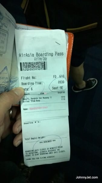 My Air Asia boarding pass