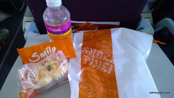Inside Thai Smile's snack bag on CEI to BKKflight
