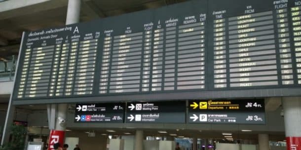 Departures Board at Bangkok's BKK Airport