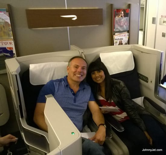 Our seats in British Airways Club World on 777-200 from London to Bangkok