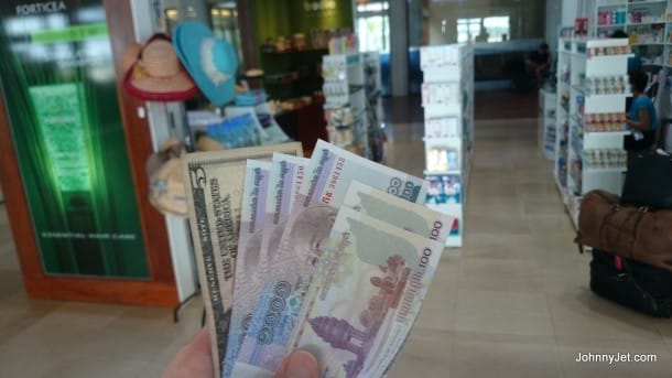 Cambodia money in Seim Reap airport