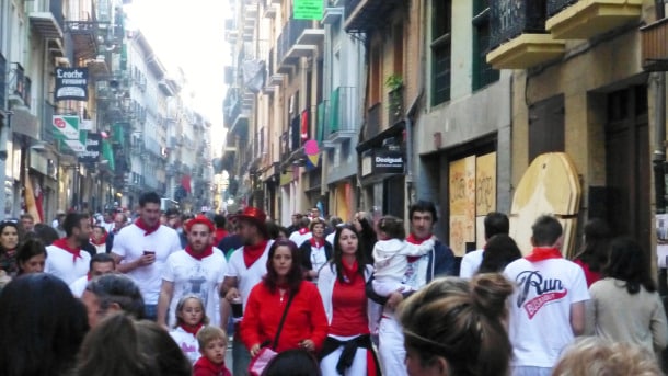 Crowded streets in Pamplona
