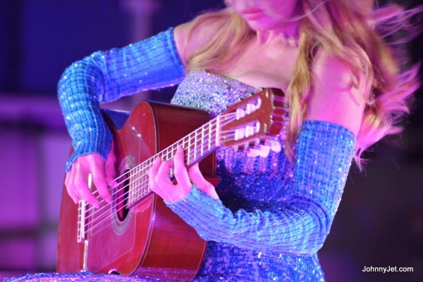 Charo giving a classical guitar performance during Regal Princess Love Boat Christening 
