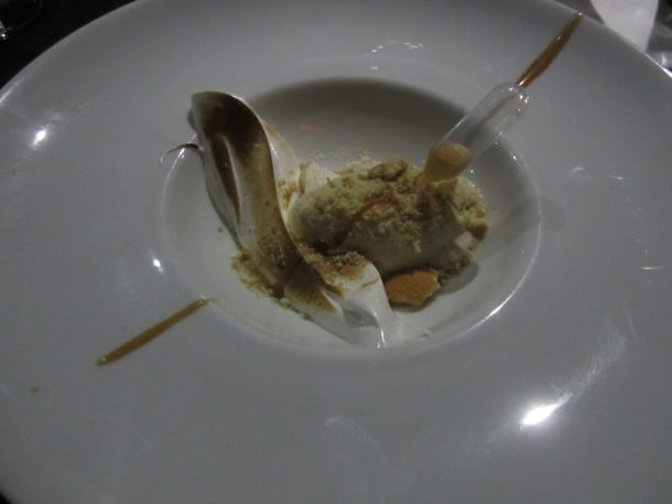 Southern banana pudding ice cream, salted caramel sauce, and toasted meringue glaze by guest chef Erika Davis