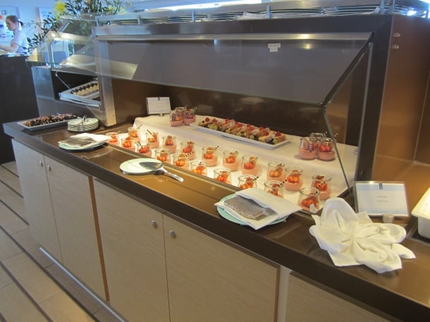 Yacht Club buffet stations include sushi, dessert, ice cream, cheese board, and a carving station