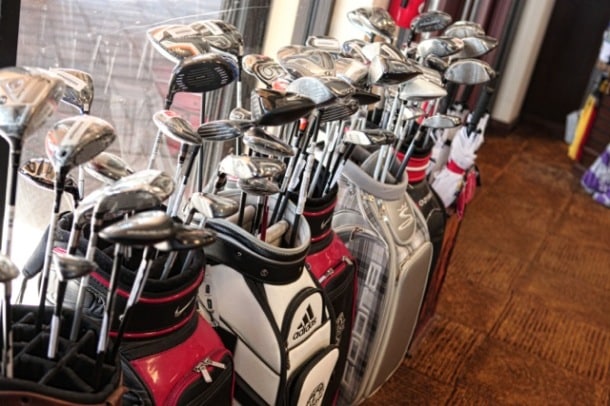 Golf clubs at the pro shop