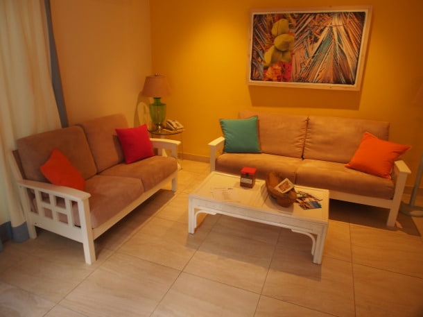 Common room in our casita at Boardwalk Small Hotel Aruba