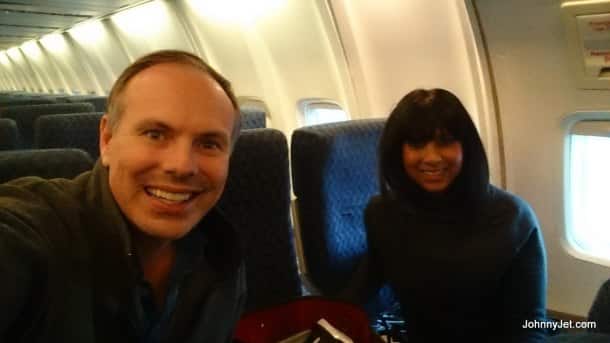 Johnny and Natalie on American Airlines old 757 